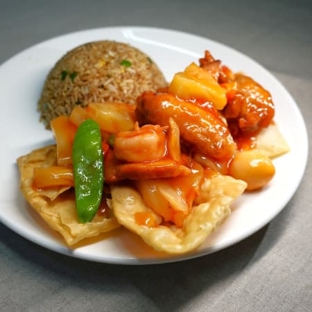 Kam Lu Wantan y Arroz Chaufa
