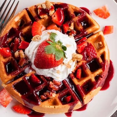 Desayuno Waffle con Mix de Frutas