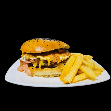 Hamburguesa especial hawaiana con papas