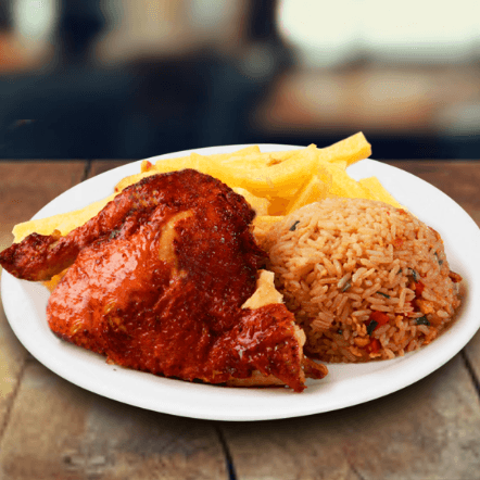 Salchi más 1/4 Pollo Brasa y Chaufa