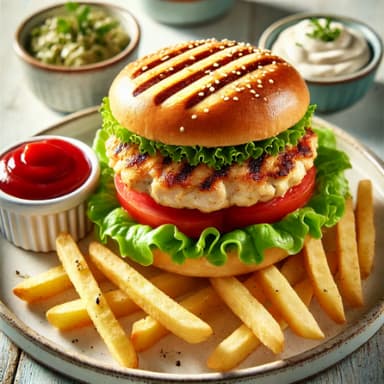 Hamburguesa de Pollo + Papas a la Francesa