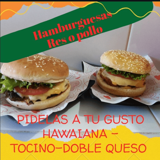 Hamburguesa  chica Hawaiana o tocino