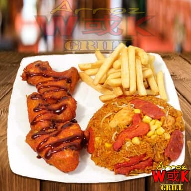 Arroz Paisa + Alitas BBQ + Papas (Personal)