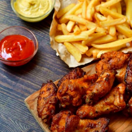 🤤Alitas 500 Gr más Papas a la Francesa🤤