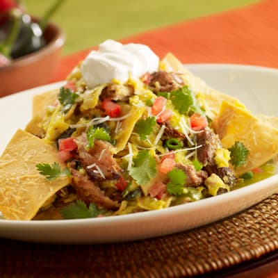Green  Chilaquiles with Carnitas and Eggs