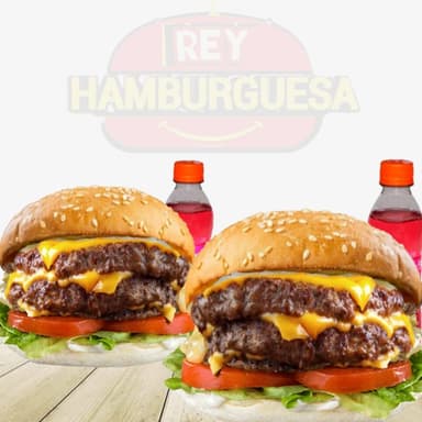 Dos Burguer Doble Carne Cheddar y Gaseosas