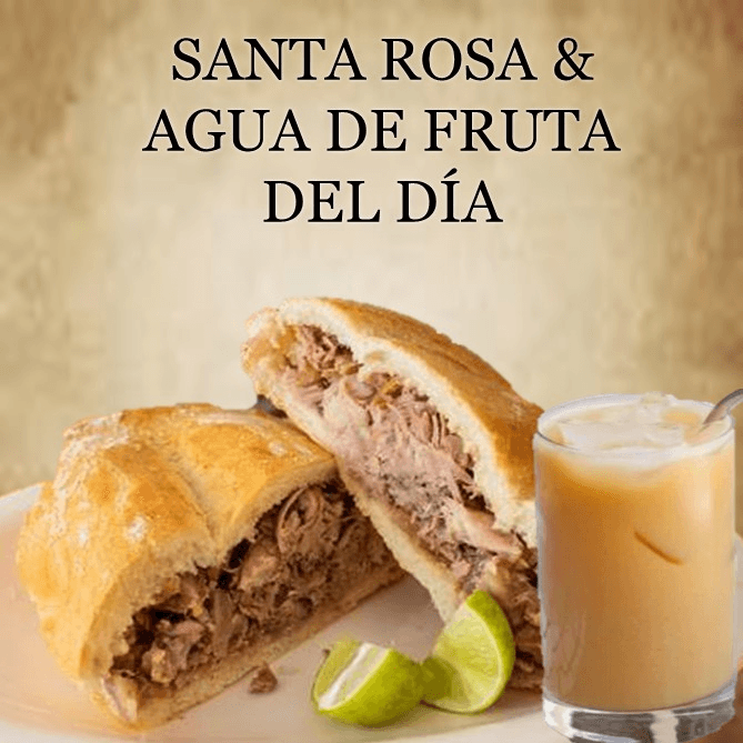 Torta Santa Rosa + Agua de Fruta del Dia