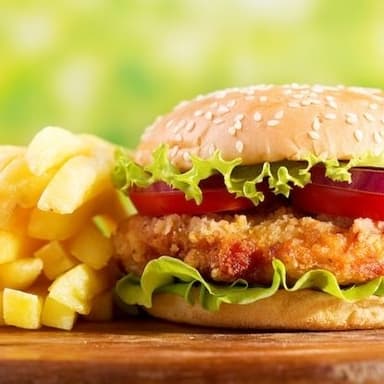 Hamburguesa de Pollo con Papas