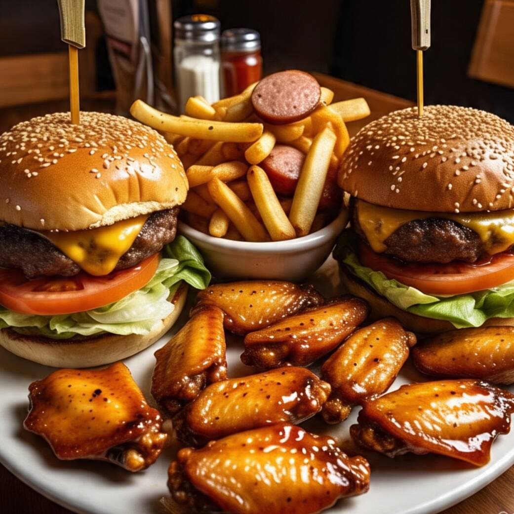 3 Burger Sencillas+ 12 Alitas+ Orden de Salchiapas