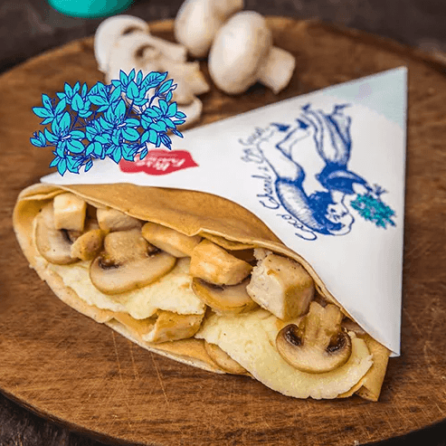 Crepe Pollo, Queso y Champiñones