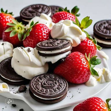 fresas con crema y  oreo