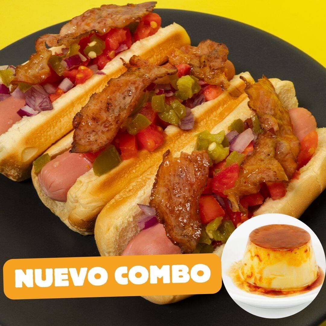 Hot Dogs con Tocino + Flan
