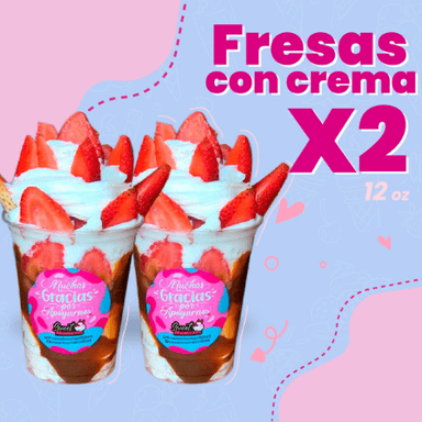 2 Fresas con crema 12 onz