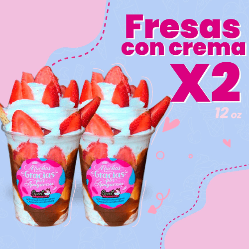 2 Fresas con crema 12 onz