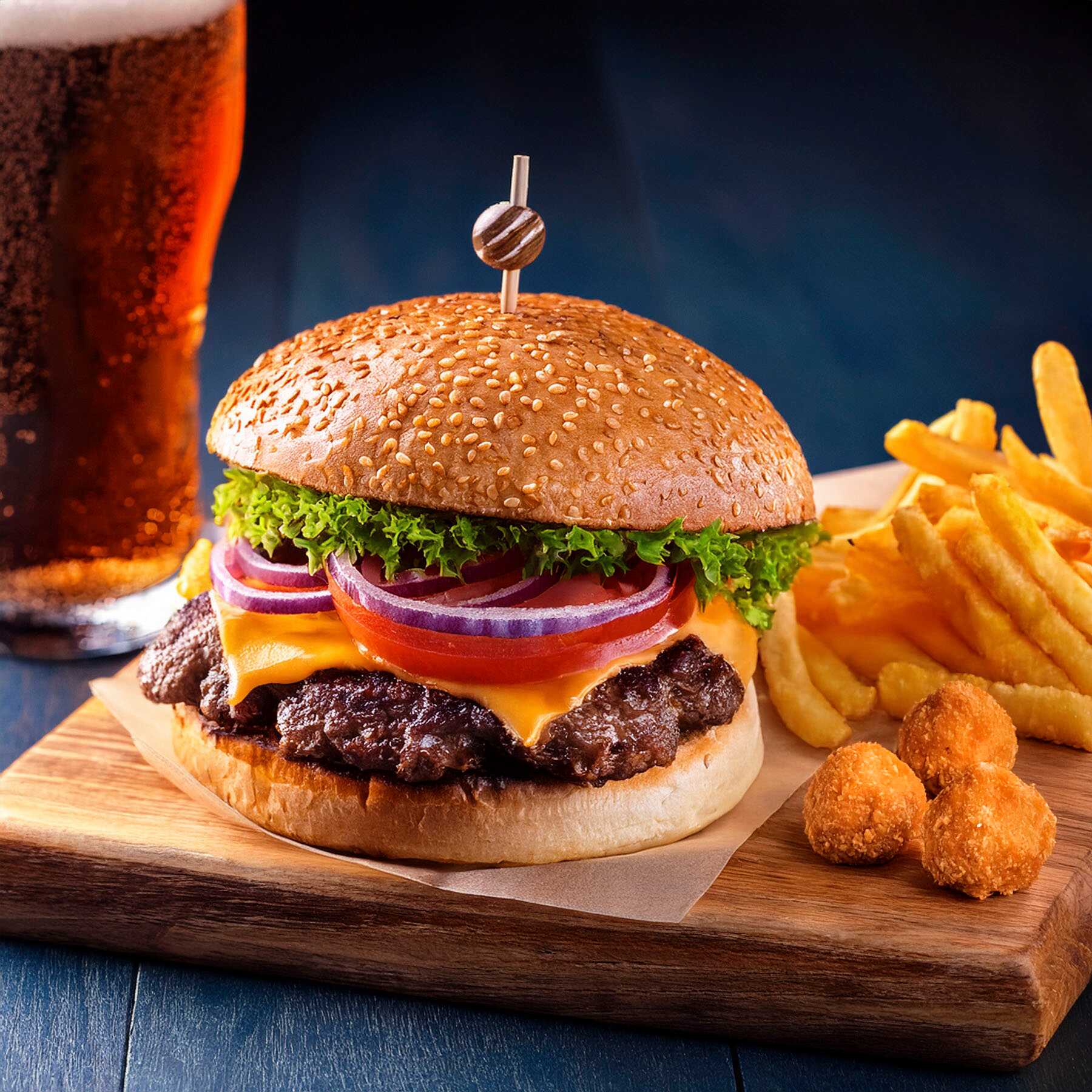 Hamburguesa + 6 Boneles + Papas + Refresco