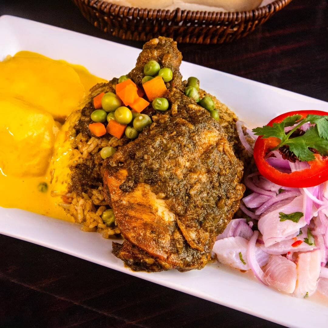 Arroz con Pollo, Ceviche y Huancaína