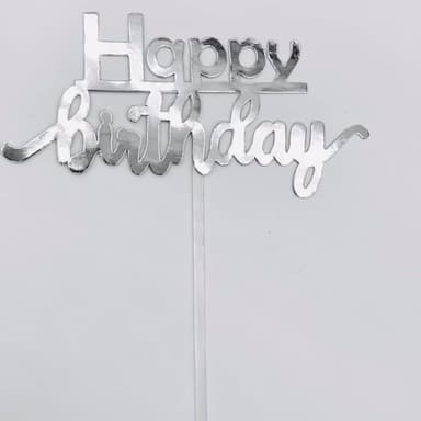 Topper Happy Birthday Plateado