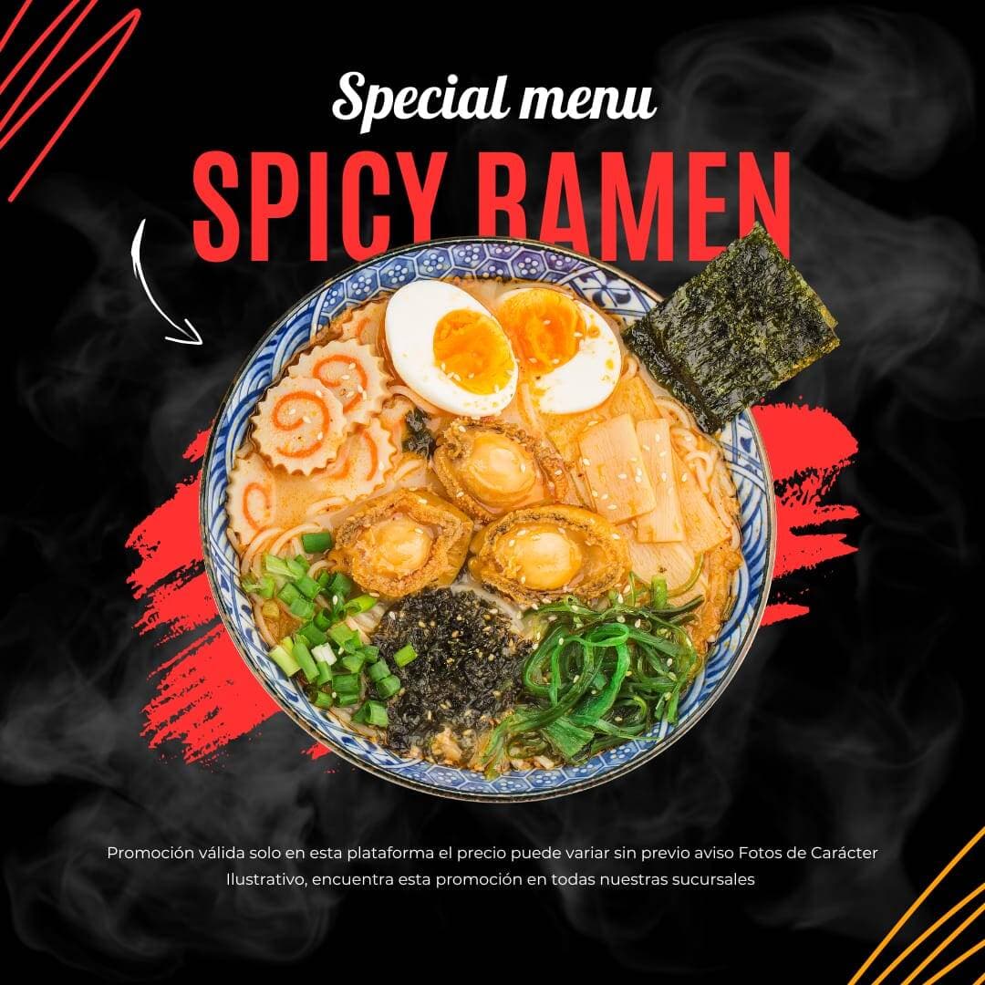 SOPA RAMEN SPICY CON FIDEOS Y VEGETALES