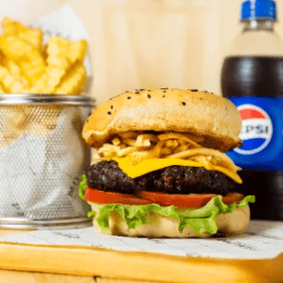 Combo Burger Caramel + Papas Fritas + Gaseosa 350