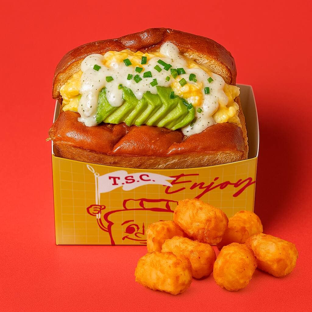 AvoEgg + Tater Tots + Refresco