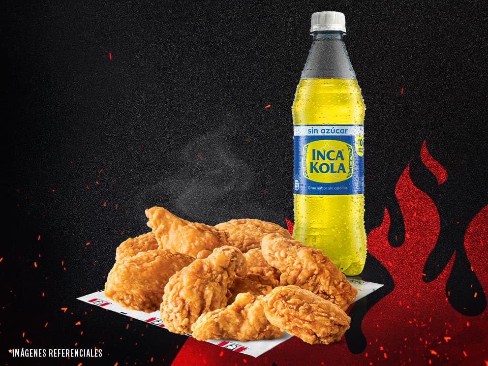 Lunes 10 Hot Wings con Gaseosa