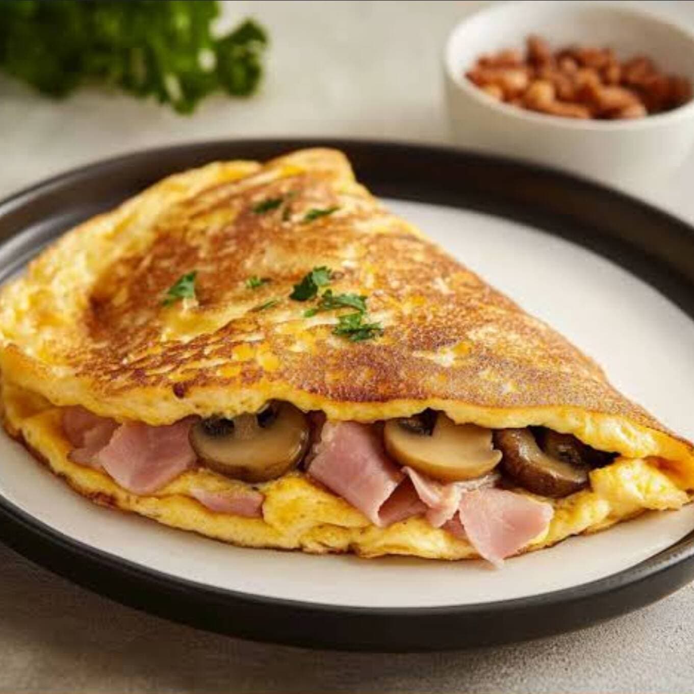 Omelette Jamón, Queso y Champiñones