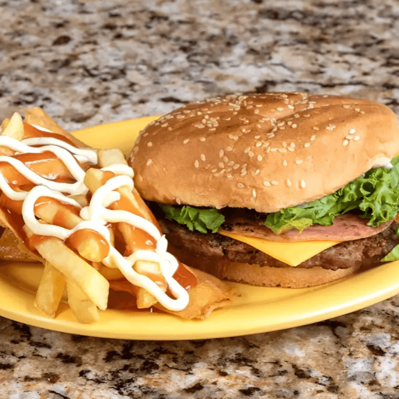 Hamburguesa con Queso y Jamón