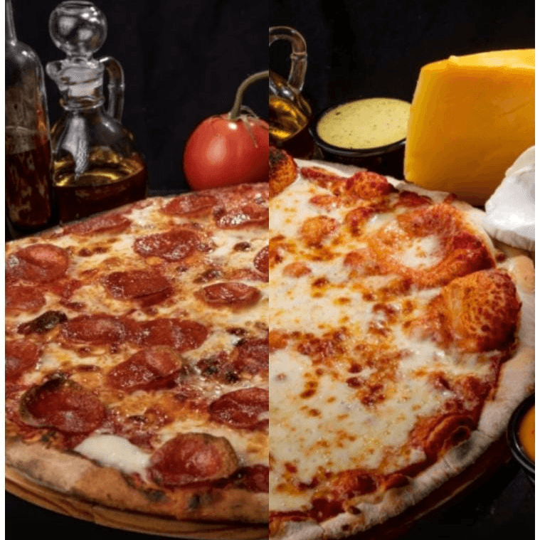 PIZZA MITAD EXTRA PEPERONI / MITAD EXTRA QUESO