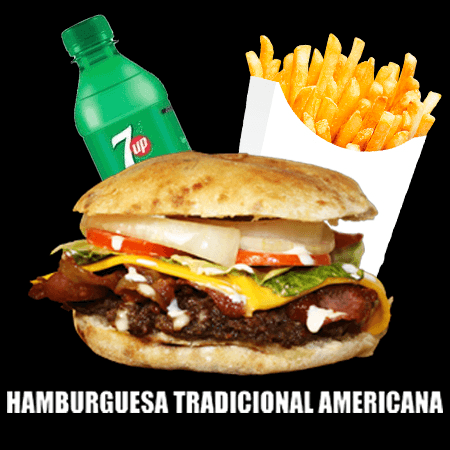 Hamburguesa Americana+papas+refresco