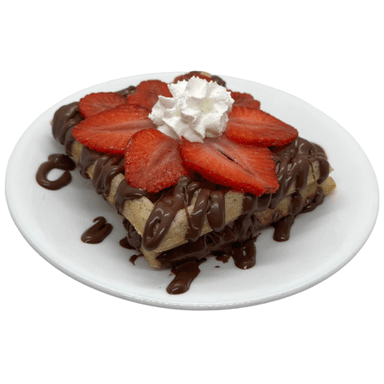 Waffle de Nutella con fresa rebanada