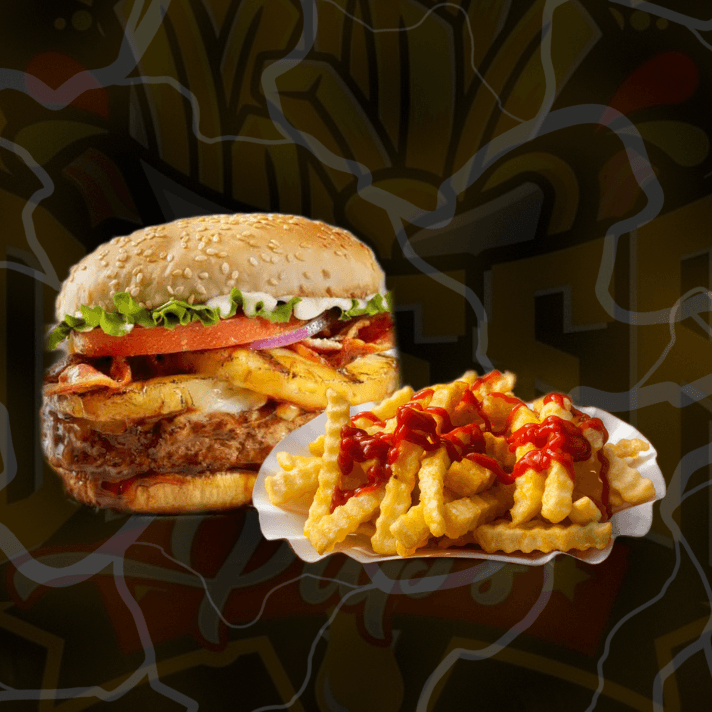 Hamburguesa Hawaiana con Papas