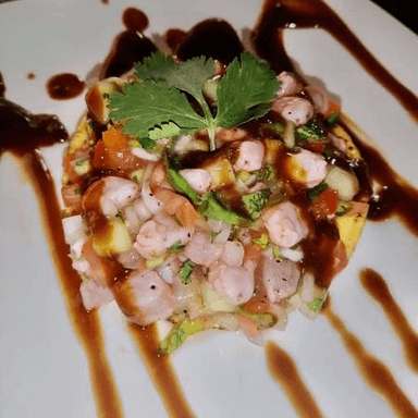 3 Tostadas de Ceviche de Camarón + Coca Cola