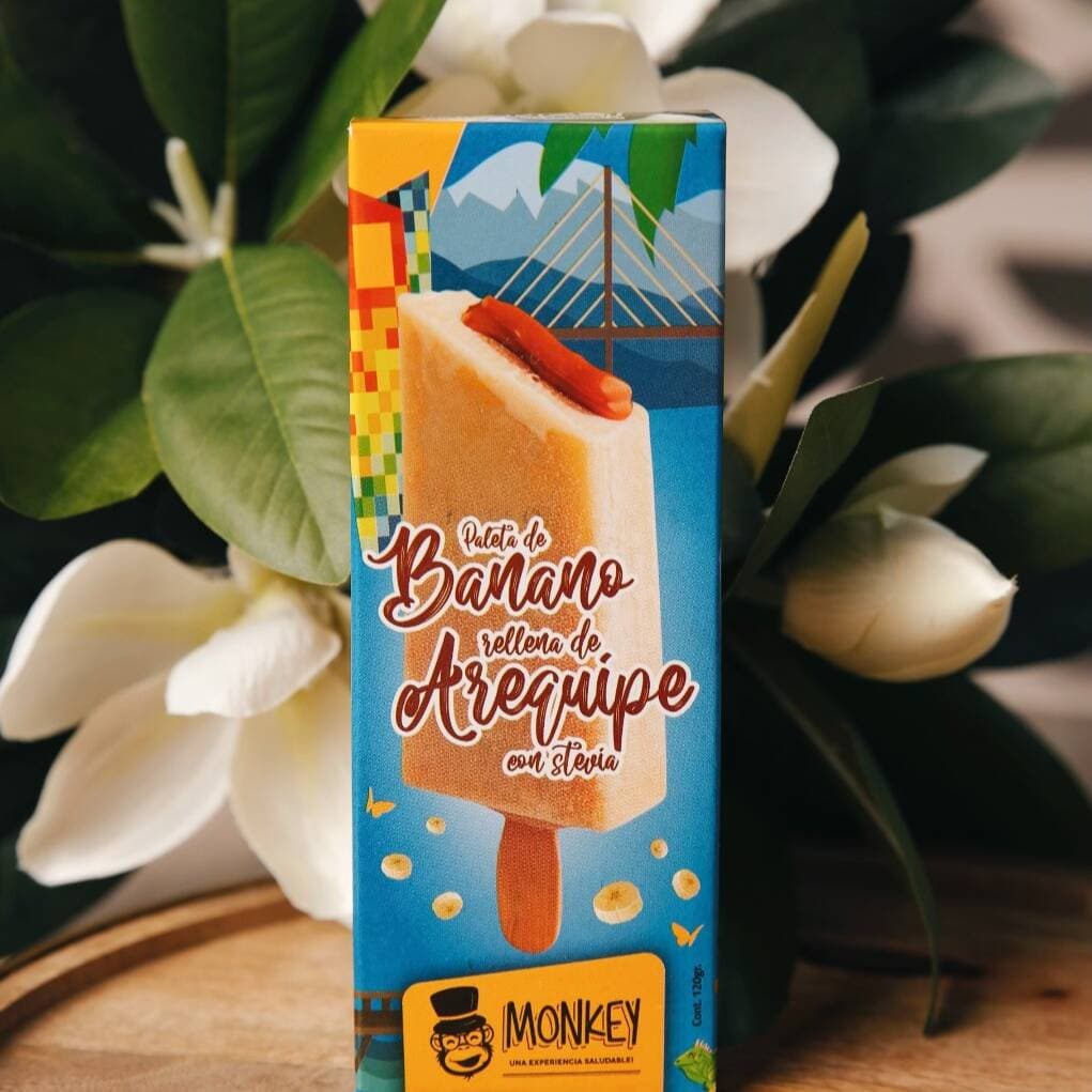 Paleta de Banano con Arequipe sin Azúcar x 120grs.