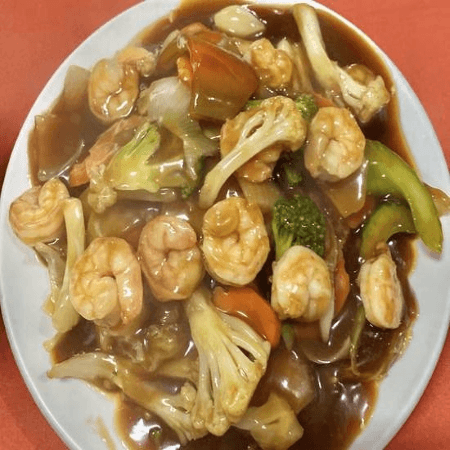 46--Chop Suey con Camarones en Salsa de Ostiones