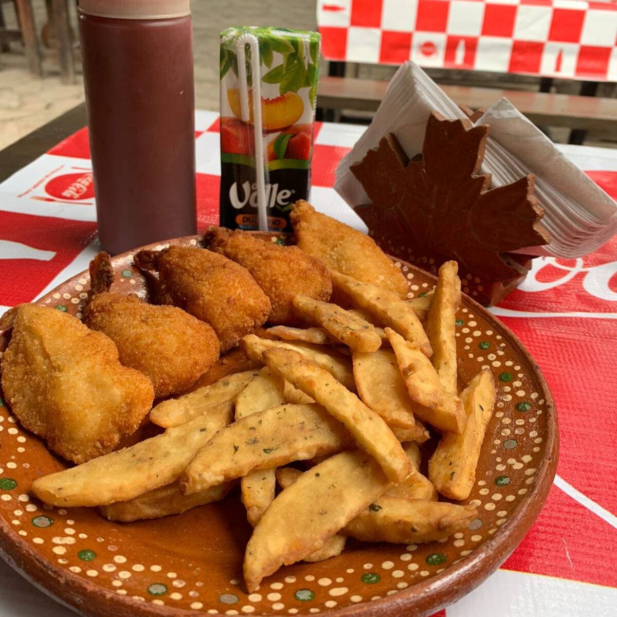 Camaron Empanizado con papas