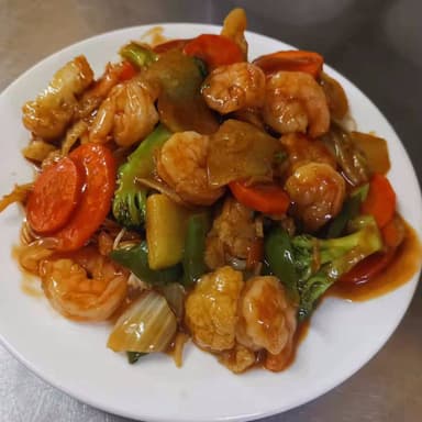 Chop Suey salsa con Camarones