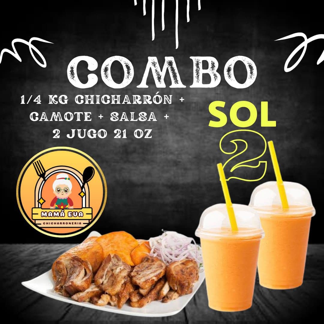 Chicharron 1/4 Kg + 2 Jugo de 21 Oz