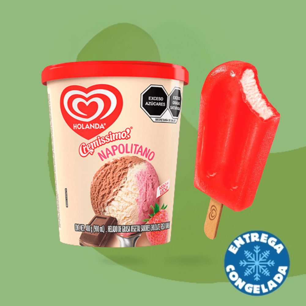 Helado Napolitano 900ml + 1 Chemisse Fresa-Coco