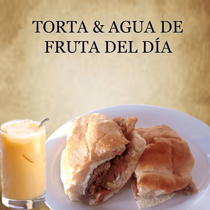 Torta Santiago + Agua de Fruta del Dia