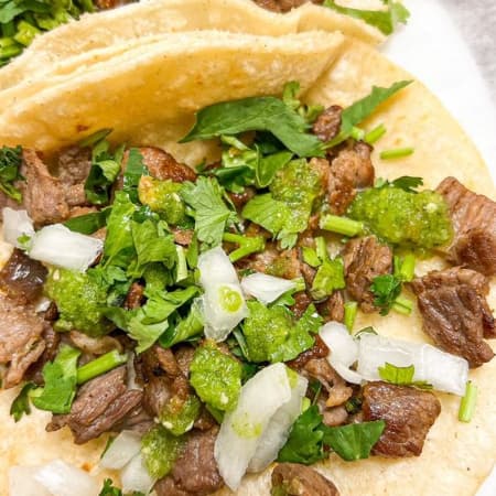 TACO DE ASADA TORTILLA ECHA A MANO