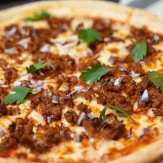 Pizza Carne Maiz Champiñon