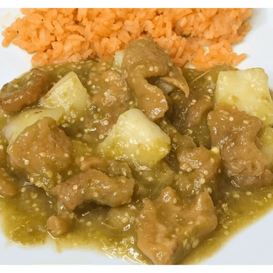 Chicharrón en Chile Verde con Papas
