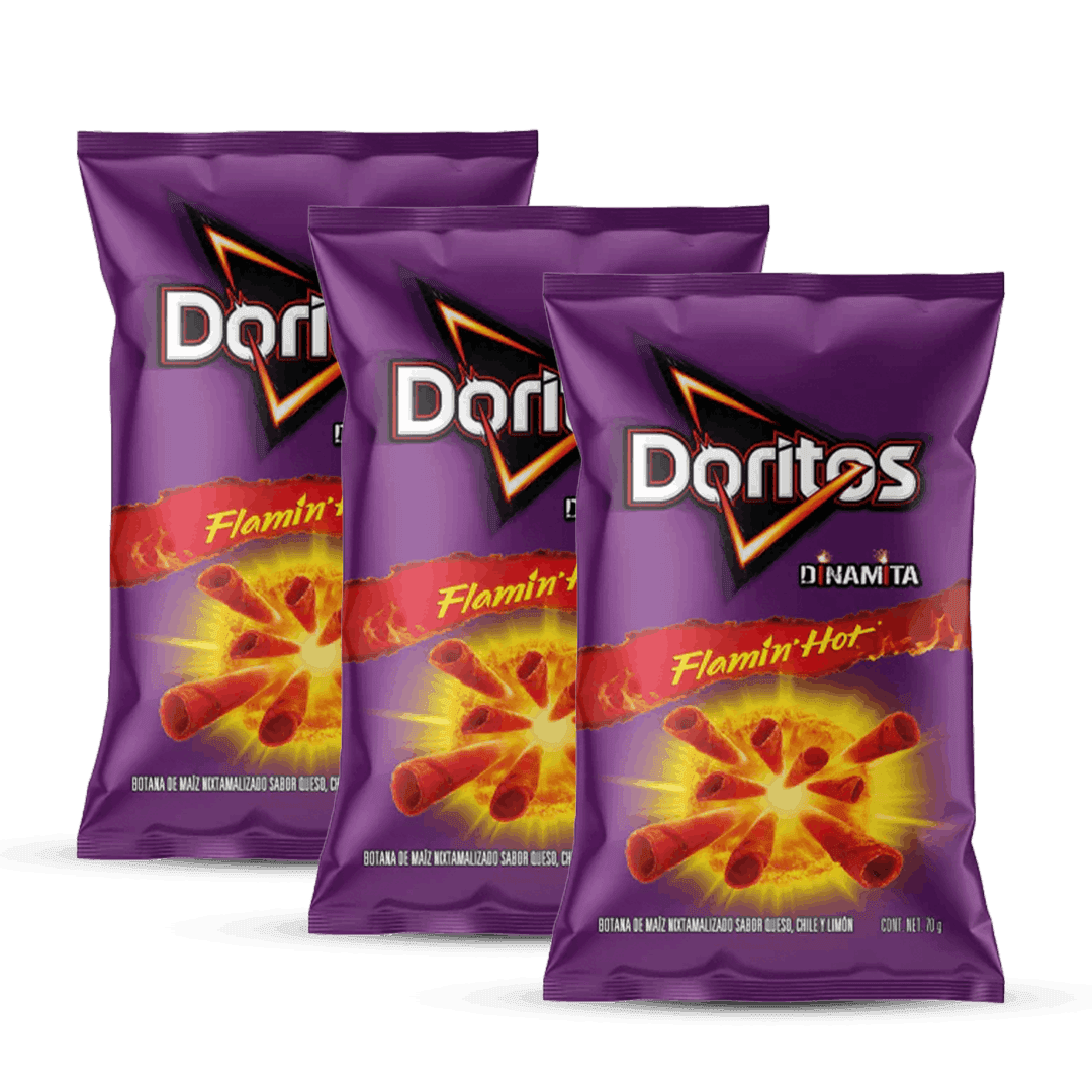 3 Doritos Dinamita Flamin Hot 70gr