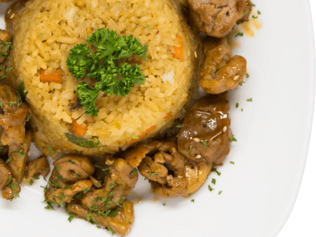 Yakimeshi con Arrachera