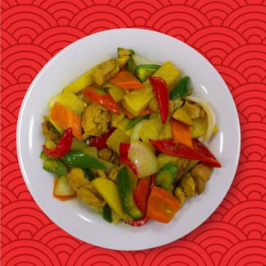 POLLO CON PAPAS AL CURRY