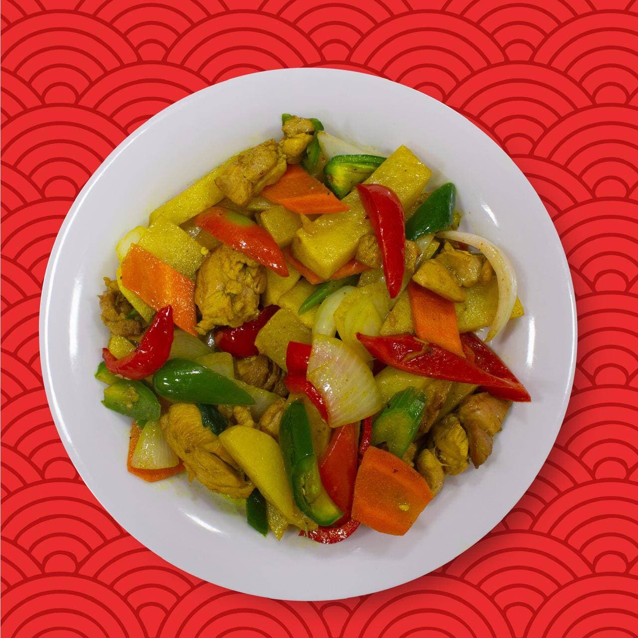 POLLO CON PAPAS AL CURRY