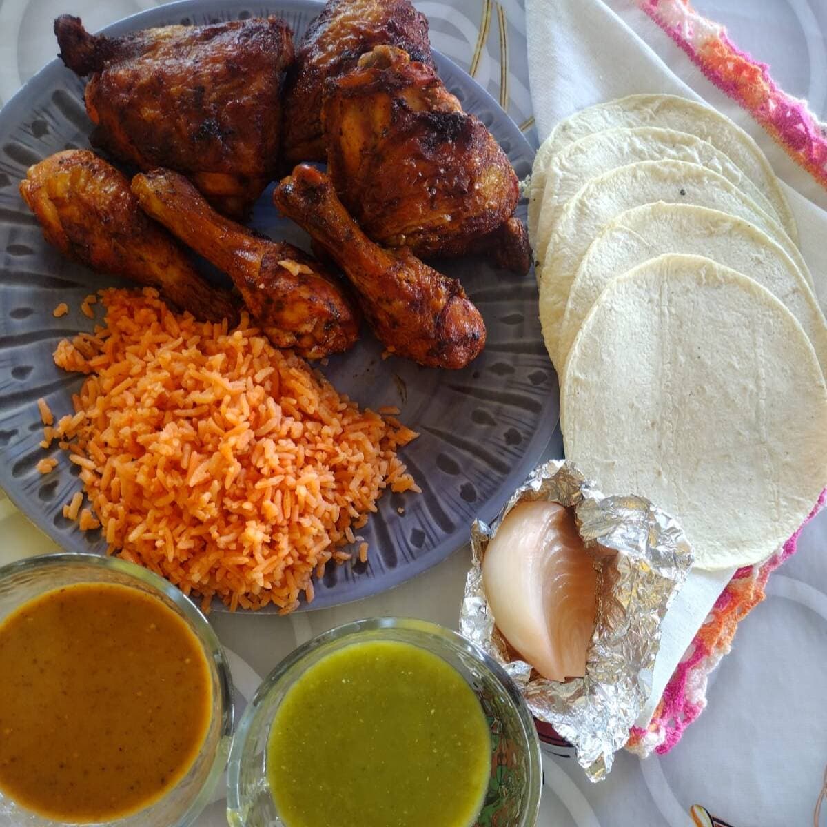 1/2 pollo asado armado de pierna y muslo