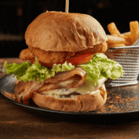 Burguer Artesanal Res con Aros de Cebolla
