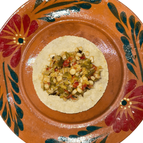 TACO DE CALABACITAS CON ELOTE