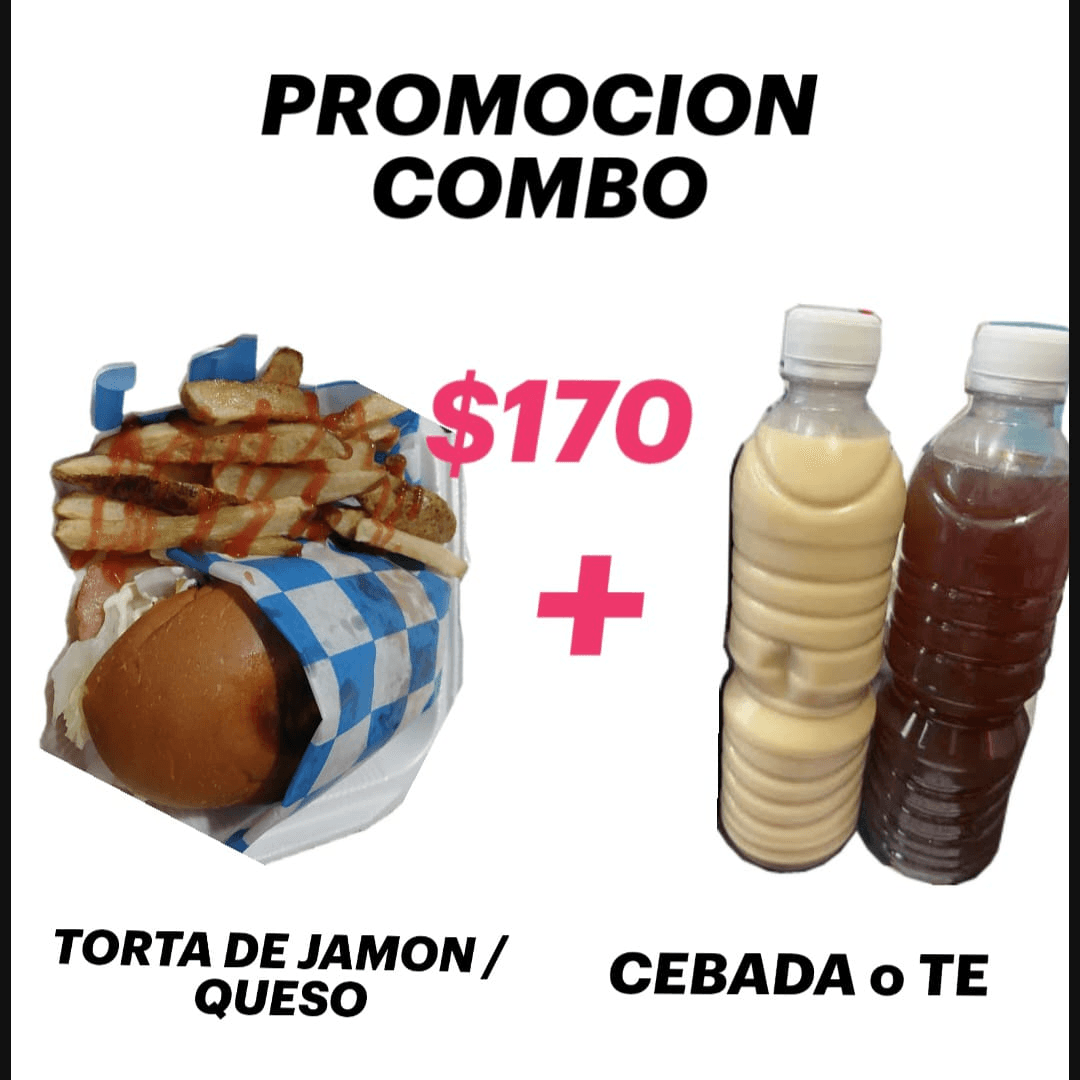 Torta con Jamón y Queso + Agua de Té